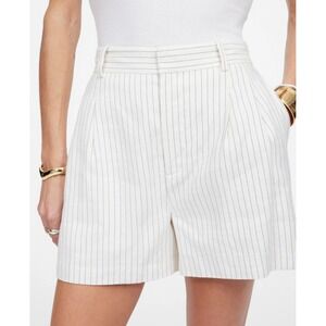 Madewell Pinstripe Shorts Womens Beige White Pleated High Waist SIze 6 NWT